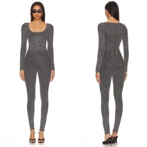 Good American Crystal Embellished Jumpsuit Jersey Long Sleeve Disco Retro XL